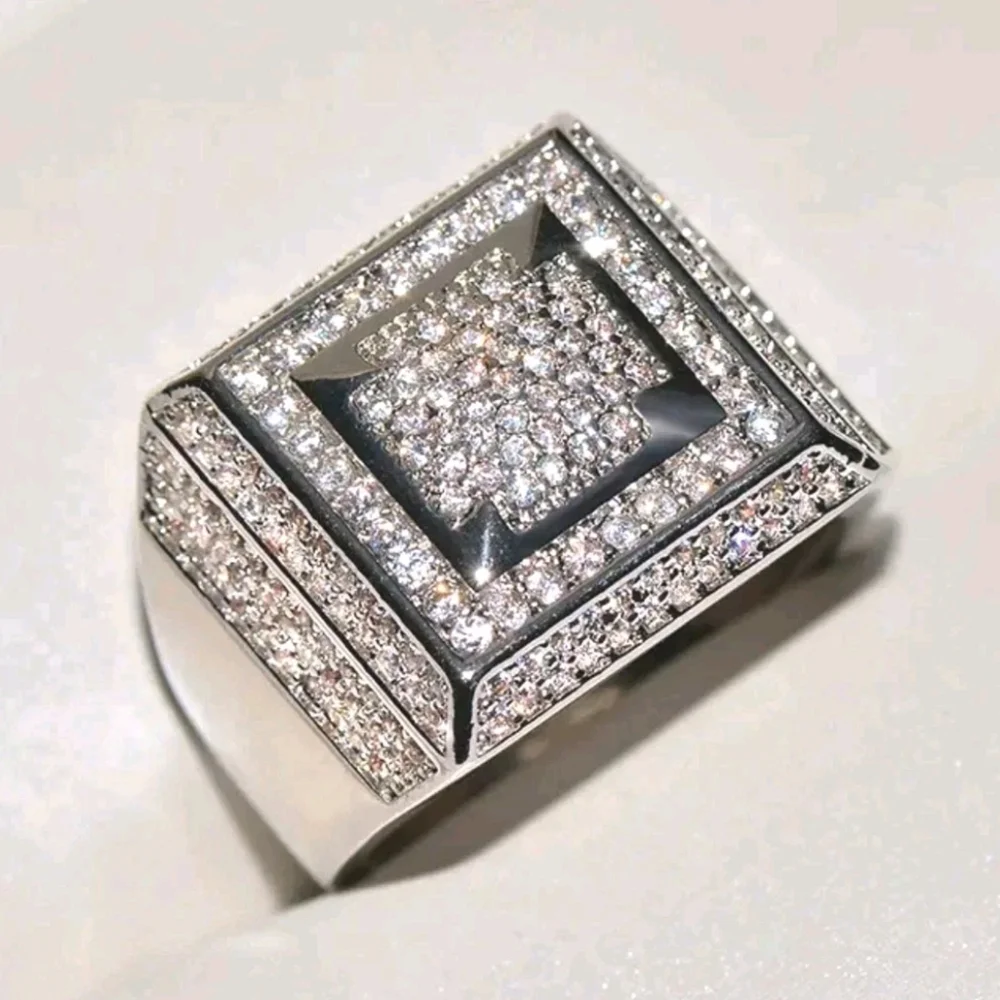 3Ct Round Cut Lab-Created Diamond Men's Engagement Ring 14K White Gold Plated